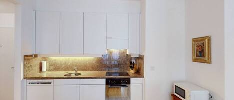 Kühlschrank, Mikrowelle, Ofen, Herdplatte