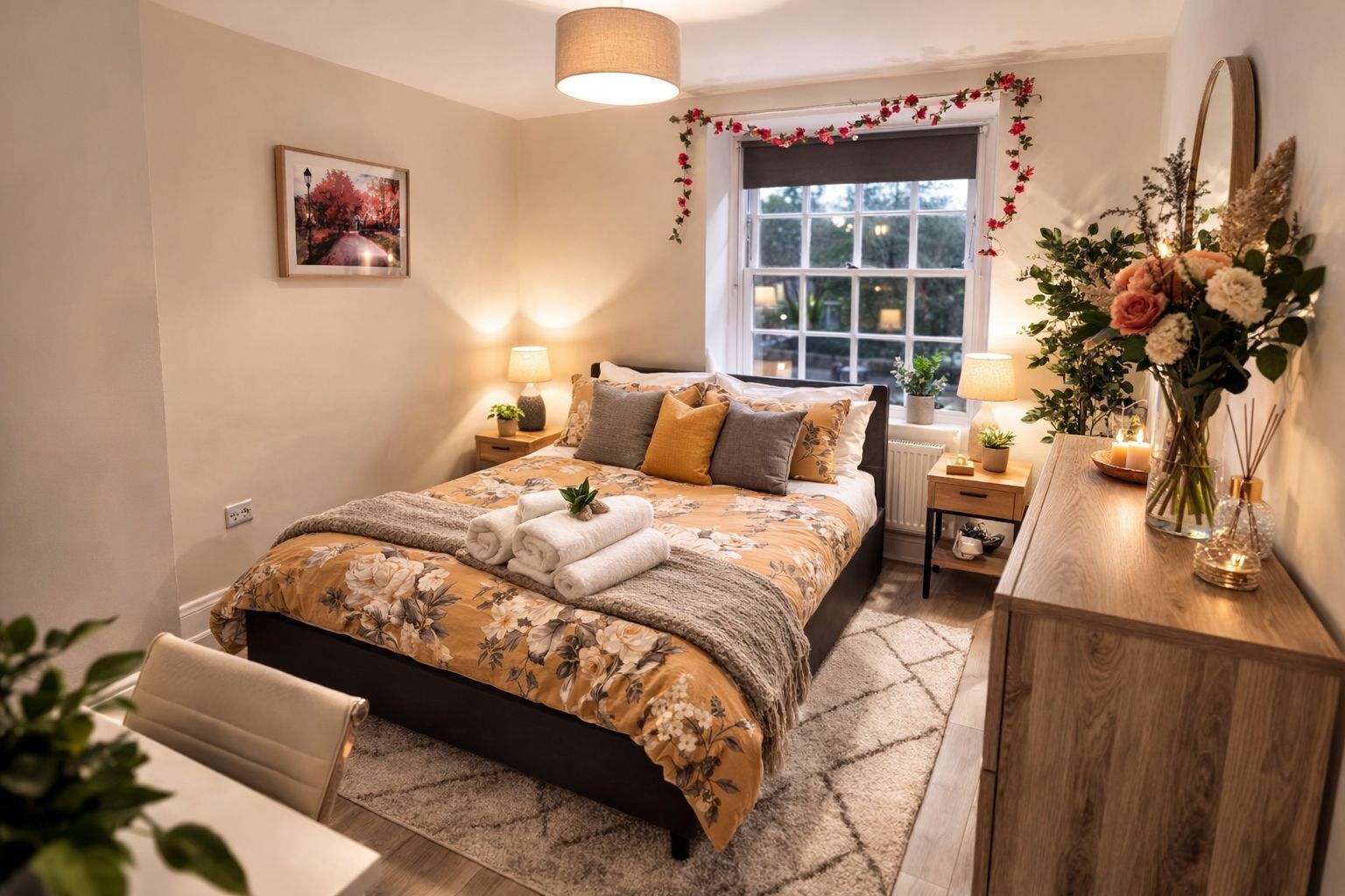 2 bedrooms, desk, iron/ironing board, travel cot