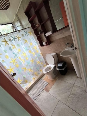 Shower, towels, soap