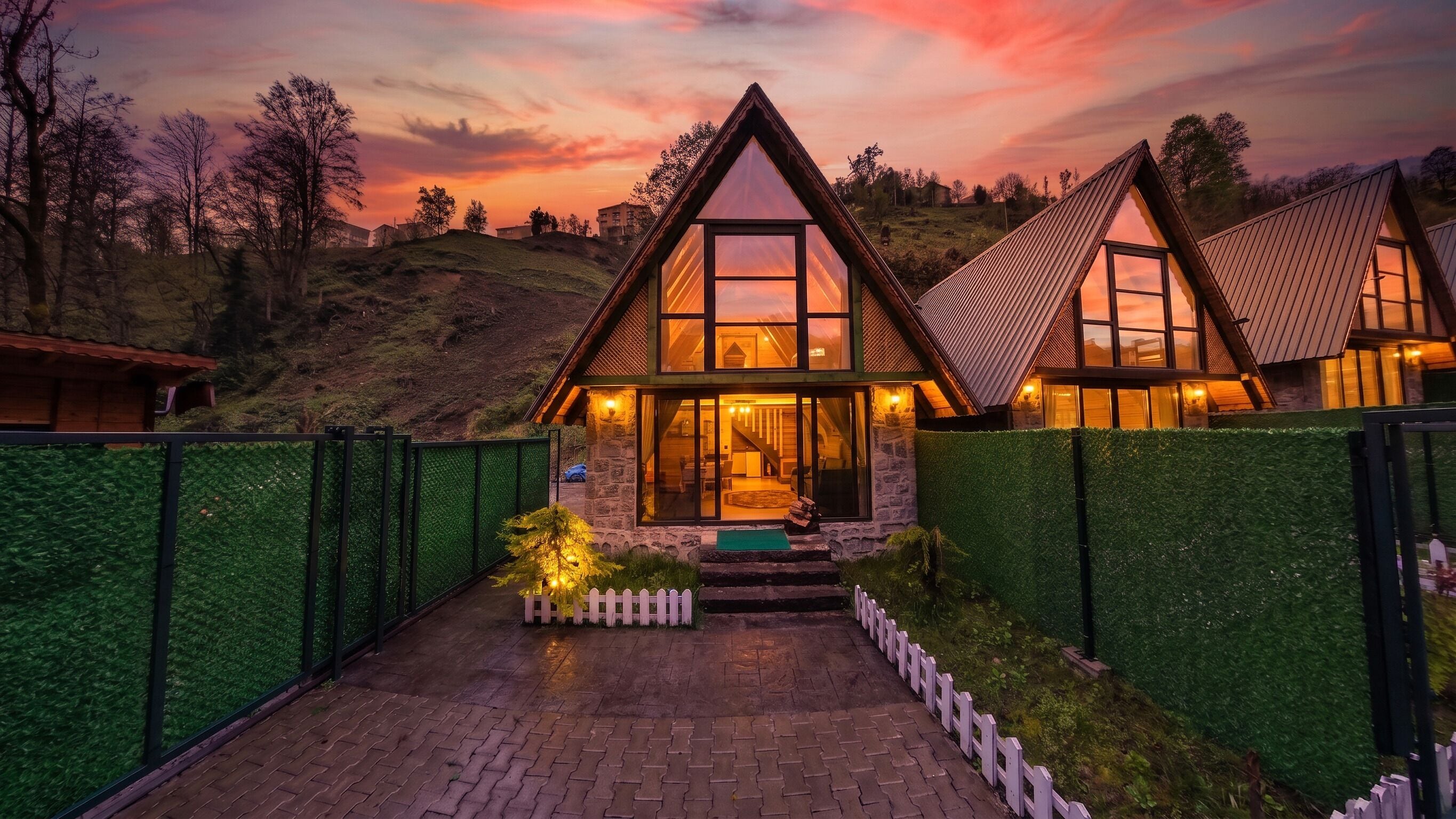 Familie bungalow, meerdere bedden, uitzicht op bergen