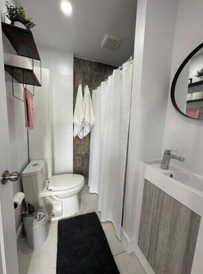 Secador de pelo, toallas, jabón, shampoo