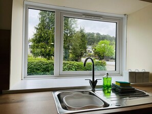 Fridge, microwave, oven, toaster