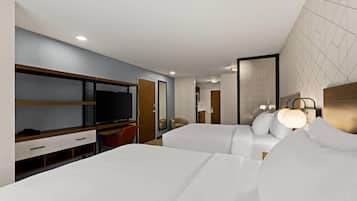 Desk, laptop workspace, free WiFi, bed sheets