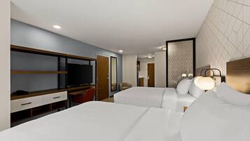 Desk, laptop workspace, free WiFi, bed sheets