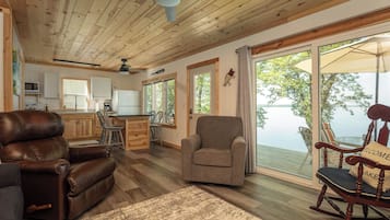 TV connectée, cheminée, livres