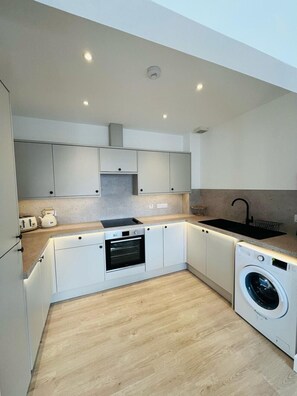 Fridge, microwave, oven, toaster