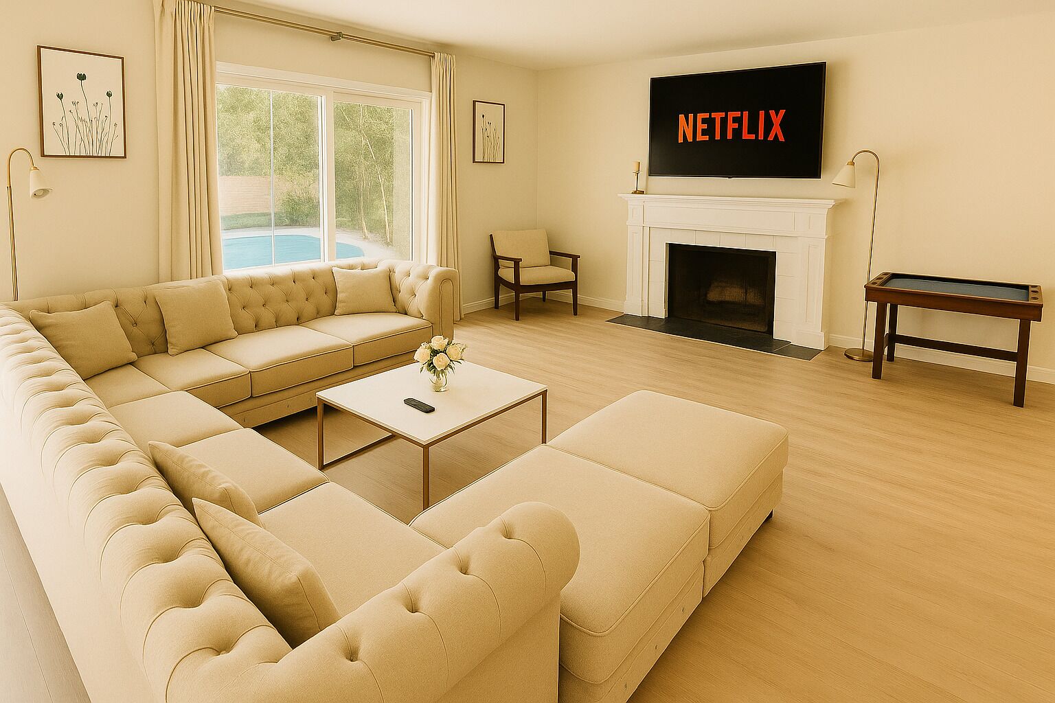 Una Smart TV, una chimenea