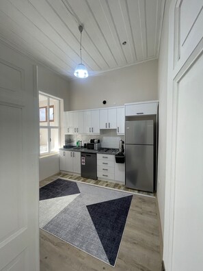 Kühlschrank, Mikrowelle, Herdplatte, Geschirrspüler