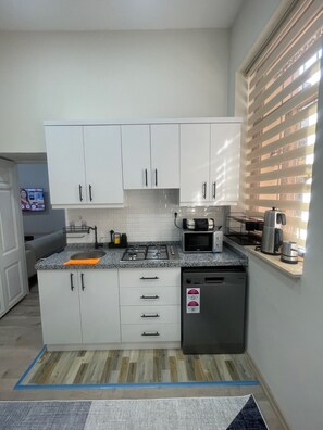 Fridge, microwave, stovetop, dishwasher