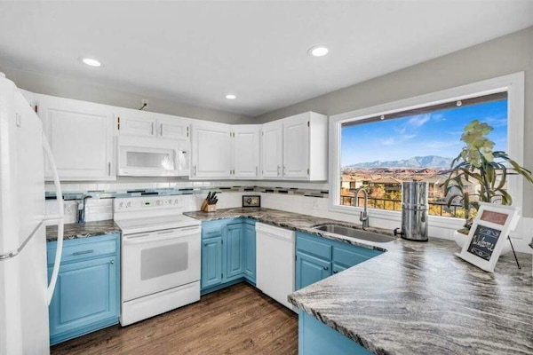 Full Stocked Kitchen with a great view