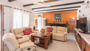 Télévision, cheminée, chaîne hi-fi