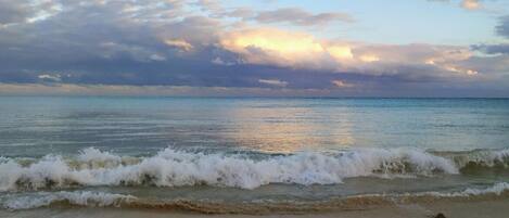 On the beach, beach towels