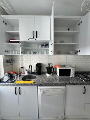 Fridge, microwave, stovetop, dishwasher