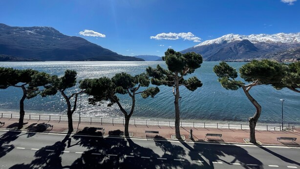A lakeside view with trees, benches, and a clear sky. - ‘Domaso’ Apartment with Lake View, Balcony and Wi-Fi (Domaso)