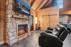 Smart TV, fireplace, video games, books