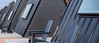 #55 Star-Gazing A-frame cabin, 2 double beds, No pets, Bathroom at bathhouse
