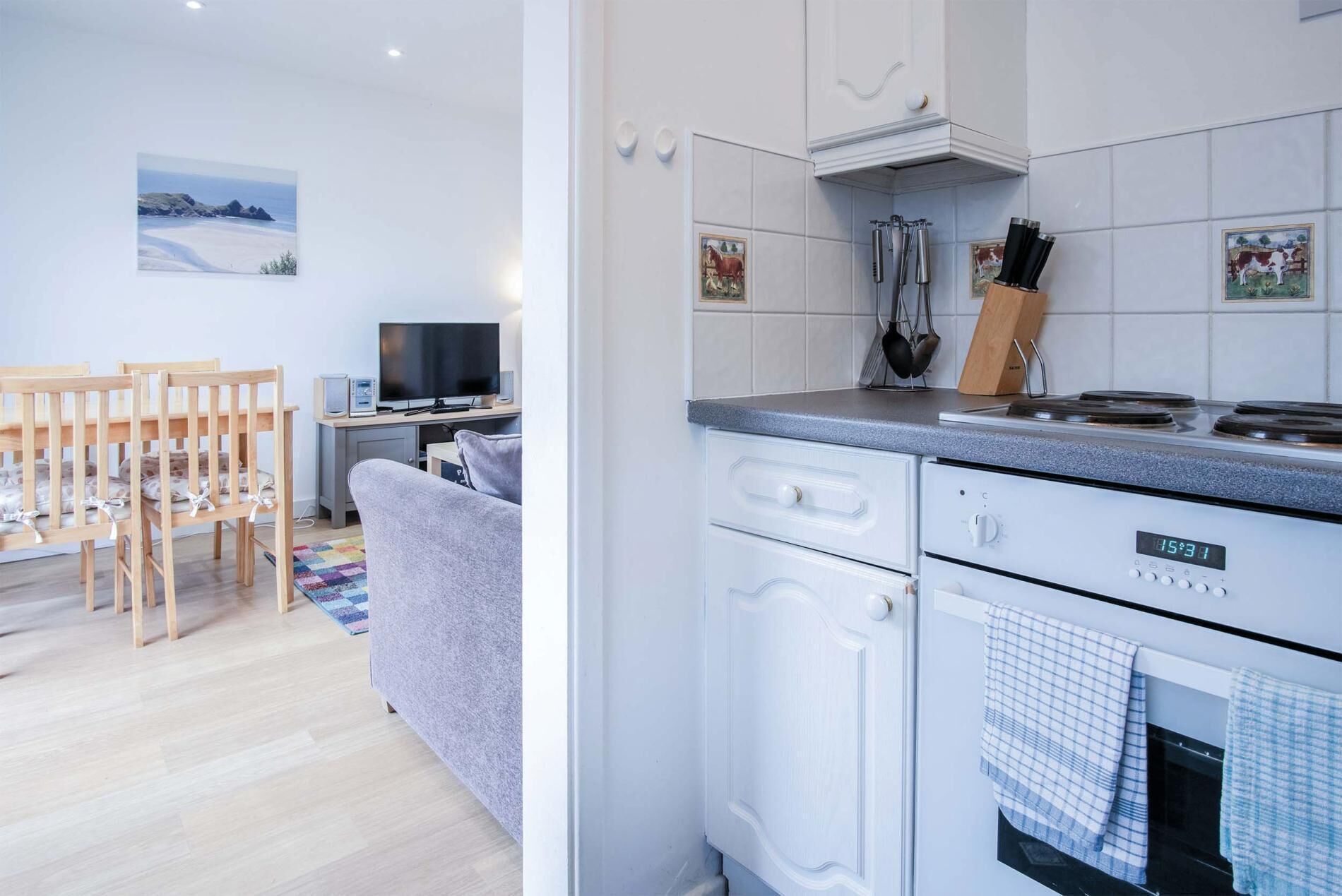 Fridge, microwave, oven, toaster