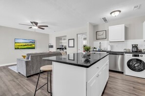 Private kitchen - Modern & Cozy 2BR Home - Queen Beds + Workspace + Parking + WiFi Perfect stay! (Lawrence)