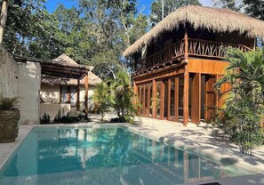 Deluxe Cabin, 1 King Bed, Pool View | 1 bedroom, premium bedding, down comforters, individually decorated - Tzunum Jade (Tulum)