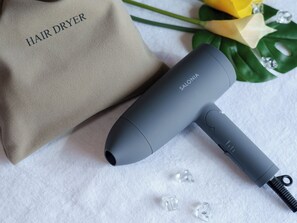 Hair dryer, towels