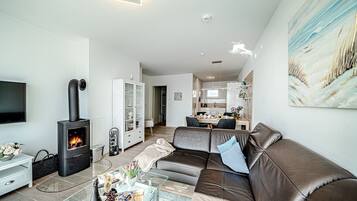 Fernseher, Kamin, DVD-Player