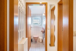 Ducha, secador de pelo y toallas