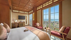 Harutsuki, Panorama Ocean & Fireworks View, King Bed, Bathtub, 2 Balconies | 埃及棉床單、高級寢具、羽絨被、特厚豪華床墊