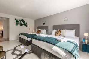 2 bedrooms, desk, iron/ironing board, travel cot