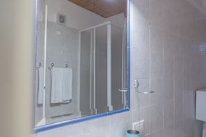Hair dryer, towels, toilet paper