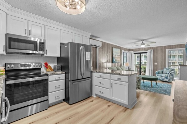 Fridge, microwave, oven, stovetop - Ocean Forest Villas E103 - Oceanview! (Myrtle Beach)