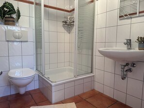 Hair dryer, soap, toilet paper