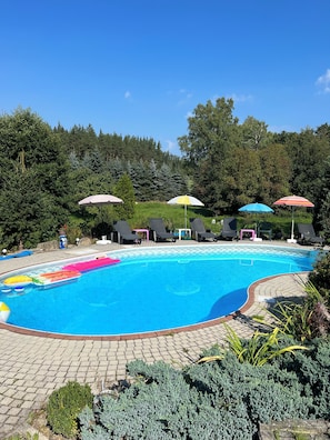 Outdoor pool - Comfortable 3 bedroom apartment in the charming house 10 km from Karlovy Vary (Stružná)