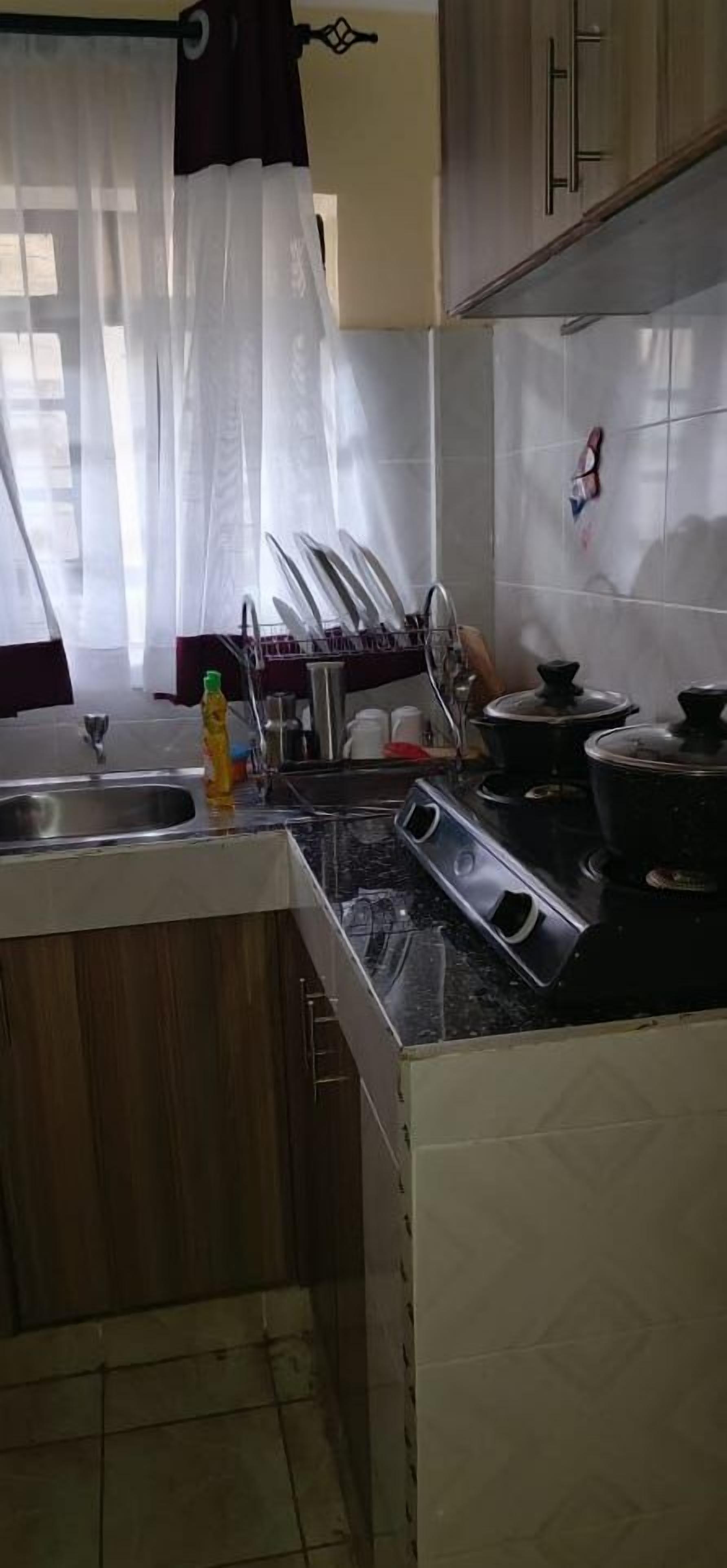 Deluxe appartement, uitzicht op stad | Privékeuken | Een koelkast, een magnetron, kookgerei, borden en bestek