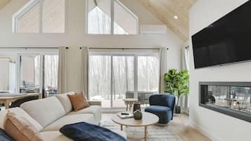TV, fireplace, offices