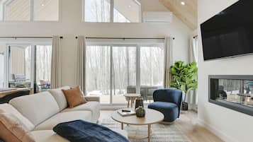 TV, fireplace, offices