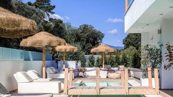 Deluxe Double or Twin Room, Pool View | Terrace/patio