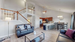 TV, fireplace, offices