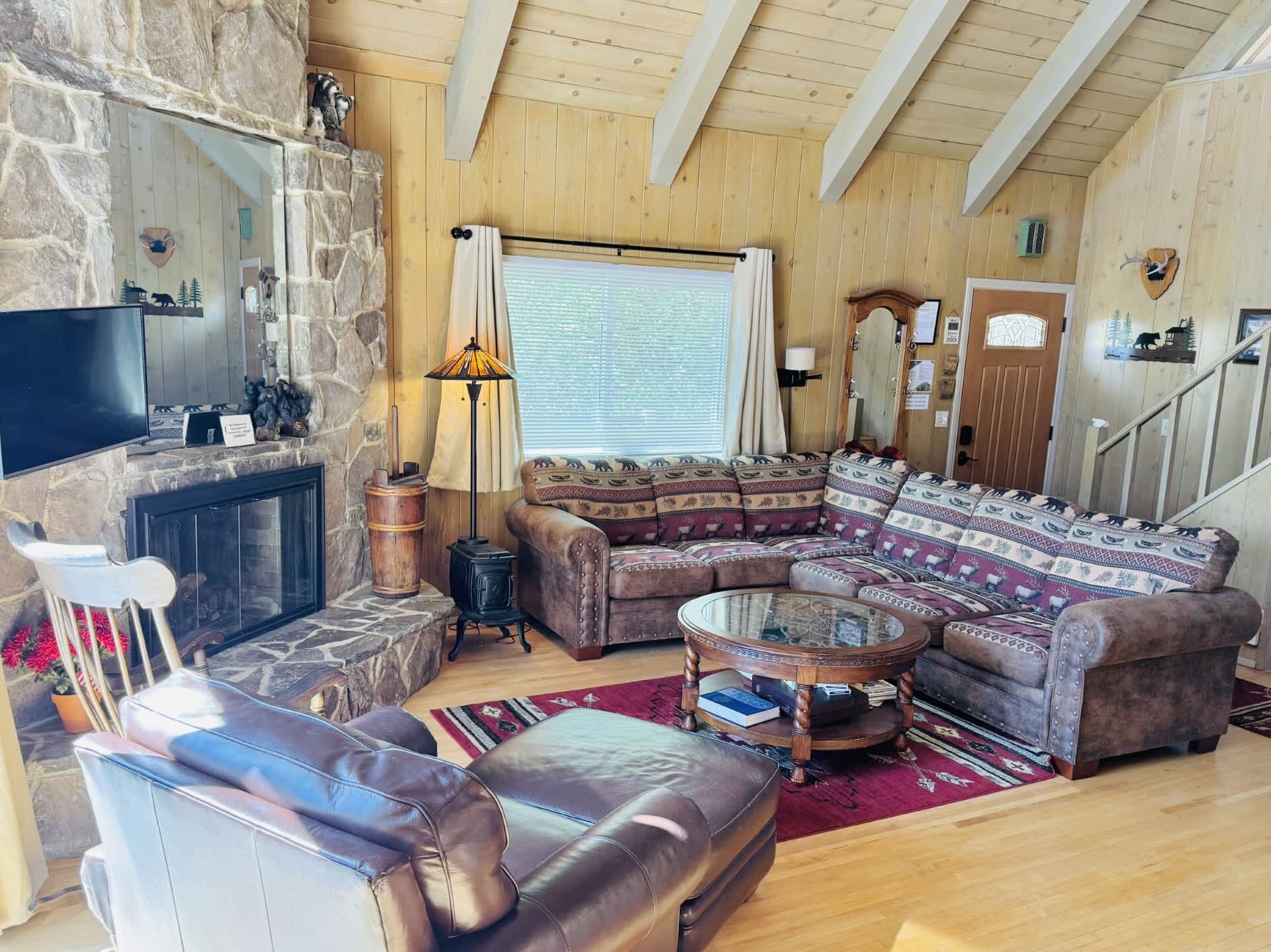 TV, fireplace