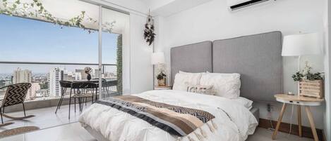 1 bedroom, desk, iron/ironing board, travel cot