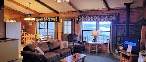 Smart TV, fireplace, DVD player