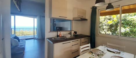 Fridge, microwave, coffee/tea maker