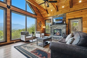 Smart TV, fireplace, books - Sweetgum Lodge, Gatlinburg Chalet Village Mountain Views, Hot Tub & Game Room (Gatlinburg)