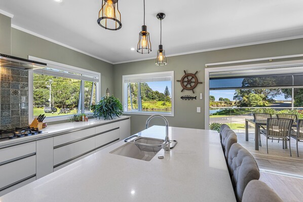 Fridge, microwave, dishwasher, toaster