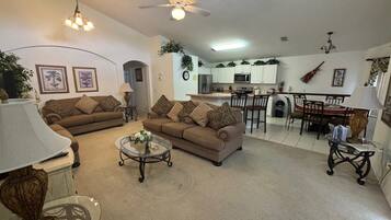 House, Multiple Beds, Pool Access, Pool View (Cumbrian Sunset Villa) | Living area | 42-inch flat-screen TV with digital channels