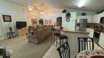 House, Multiple Beds, Pool Access, Pool View (Cumbrian Sunset Villa) | Private kitchen | Fridge, microwave, oven, stovetop