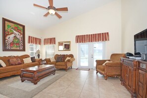 House, Multiple Beds, Pool Access, Pool View (Lakeside Villa) | Living area | 42-inch flat-screen TV with digital channels