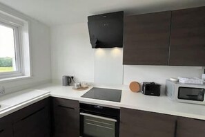 Fridge, microwave, oven, stovetop - Mid Century Modern Apartment (London)