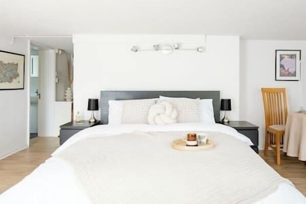 1 slaapkamer, een strijkplank/strijkijzer, wifi, beddengoed