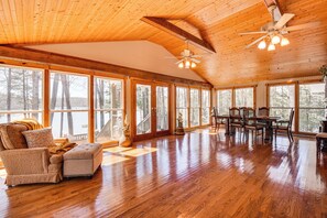 TV, fireplace - Lake Hartwell Haven w/ Boat Dock in Westminster! (Westminster)