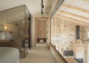 In-room safe, desk, blackout curtains, soundproofing - Luxurious Stone Villas Crete (Malevizi)